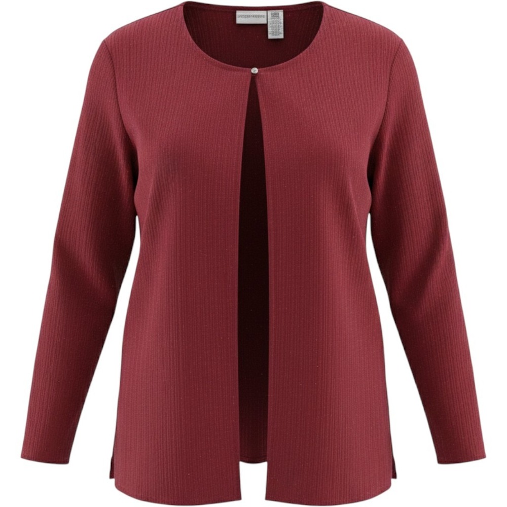 VTG Jaclyn Smith Red Sparkle Blouse Mock Jacket Holiday Christmas Wedding Sz XL